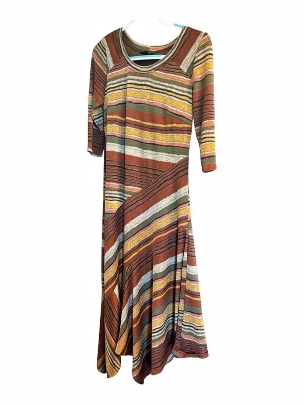 Christopher & Banks Striped Midi Dress in Brown Size 6 Like New